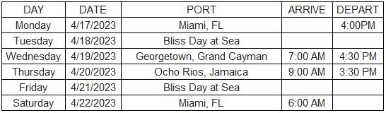 Bliss Summit 2023 Itinerary