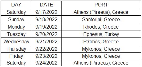 Desire Cruise Greek Islands 2022 Itinerary