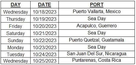 Pacific Pleasure Cruise 2023 Itinerary